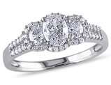 1.00 Carat (ctw G-H Clarity I1-I2)  Three Stone Diamond Engagement Ring 14K White Gold